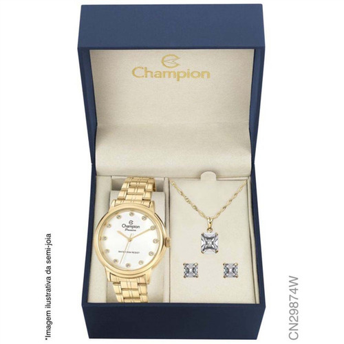 Relógio Champion Elegance Feminino Cn29874w + Folheado 18k