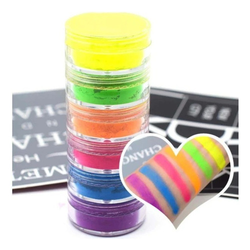 Sombras Para Ojos Maquillaje Pigmentos Uñas Neon 6 Colores