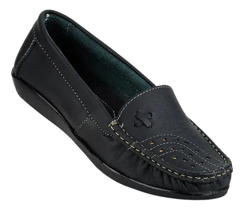 Zapato Casual Piso Mujer Negro Tacto Piel Stfashion 10803703