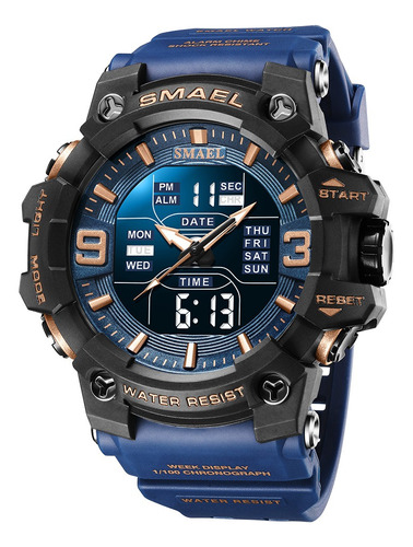 Smael 8049 Reloj Con Pantalla Doble Resistente Al Agua Hasta Color de la correa Azul oscuro