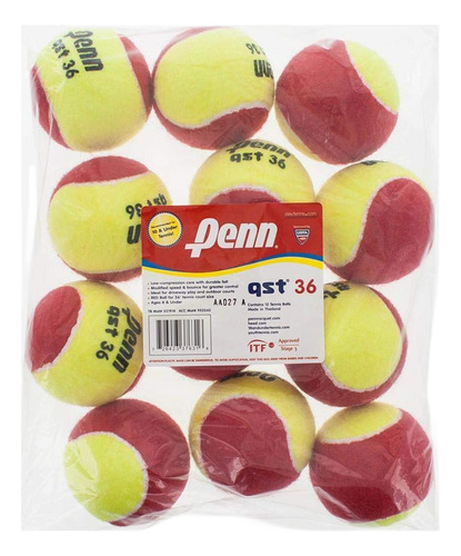 Pelotas De Tenis De Fieltro Penn Qst 36, 12 Bolas Polybag