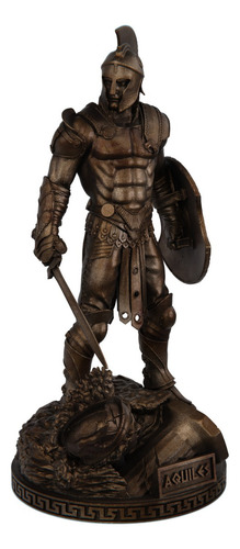 Estátua Aquiles Semi Deus Herói Grego Cor Cor Cobre Antigo