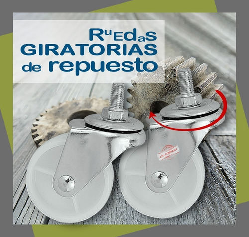 Imagen 4 de 6 de Set De 2 Ruedas Rodaja De Pvc Espiga Roscada 2 30338