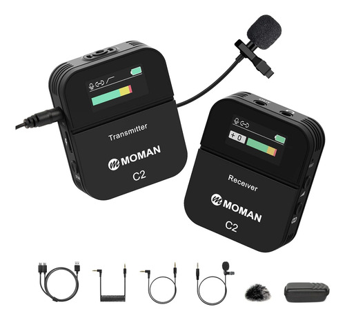 Micrófono Solapa Inalámbrico Profesional, Moman C2 Wireless