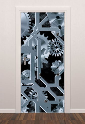 Imagem 1 de 8 de Adesivo Decorativo De Porta Engrenagens Eg01