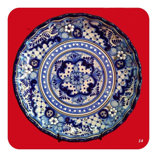 Imagen 6 de 10 de Plato De Talavera Poblana Azul 30 Cm Envío Gratis Hoy! Plt