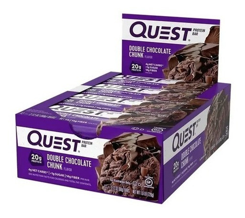 Quest Bar ( Caixa C/ 12 Unidades ) 21g Proteína - Sabor Double Chocolate Chunk