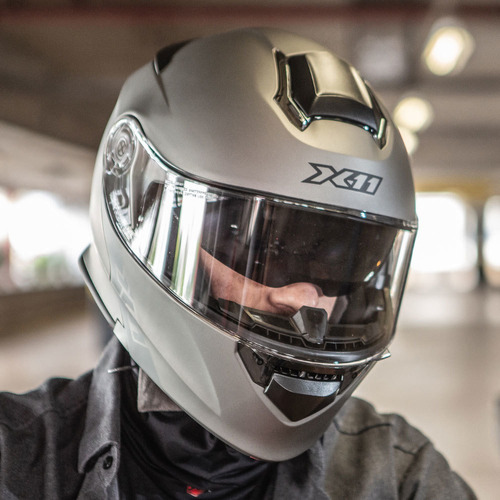 Imagem 4 de 5 de Capacete X11 Turner Solides Chumbo Robocop Escamoteável