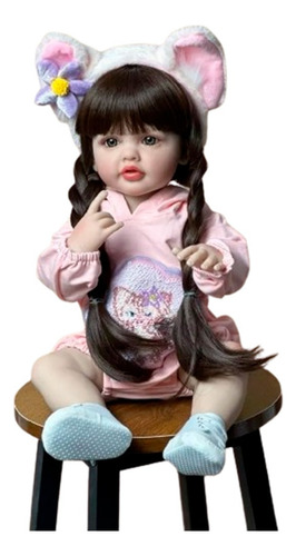 Muñeca Bebe Reborn Realista Vinilo Silicona Cuerpo Comp Rosa