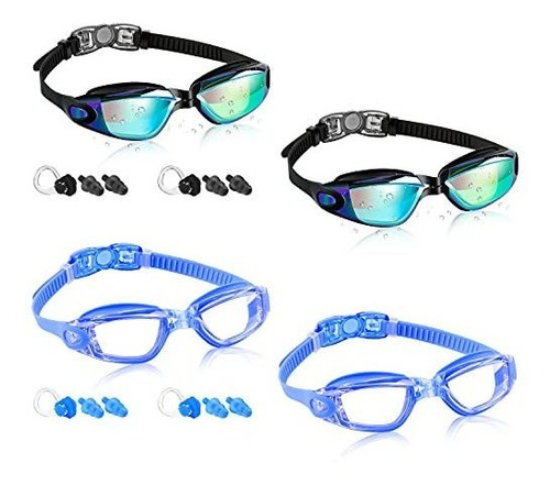 Dapaser 4 Pack Nadando Gafas, Adultos Niños Camisetas 5ljba