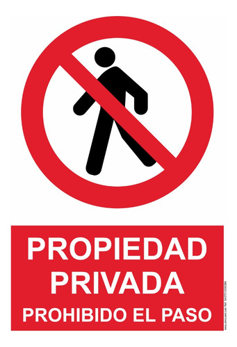 Señalización Aviso Propiedad Privada Prohibido Paso 20x15 Cm