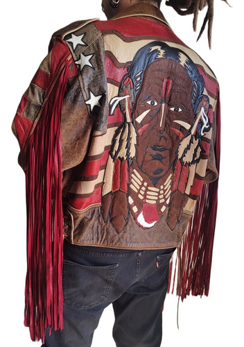 Campera De Cuero De Mordo Original De El Estado Texas Eeuu