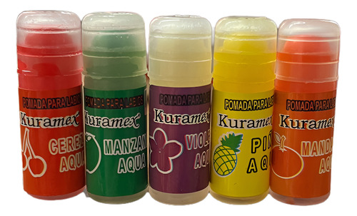 Pomada Para Labios Kuramex- Bote 60 Piezas De 5 Sabores