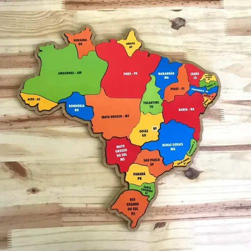 Brinquedo Quebra Cabeça Infantil Mapa Do Brasil Em Madeira