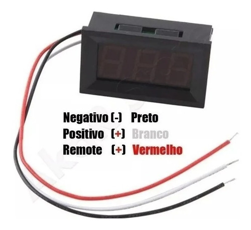 Imagem 5 de 5 de Mini Voltímetro Digital 12v Som Automotivo 3 Fios Com Remote