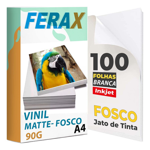100 Papel Adesivo Vinil Fosco Jato De Tinta A4 Digital Label