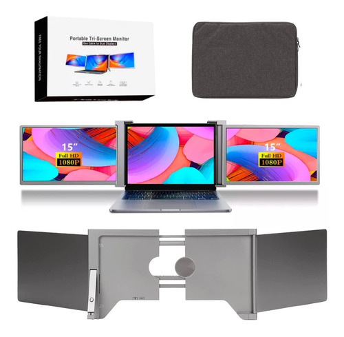 Imagen 1 de 10 de Doble Monitor 15'' Tri-pantalla Para Laptop Fhd 1080p Ips