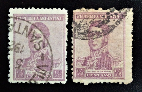 Argentina, Lote Gj 493-500 S Martín 1-2c Dentados Us L14557