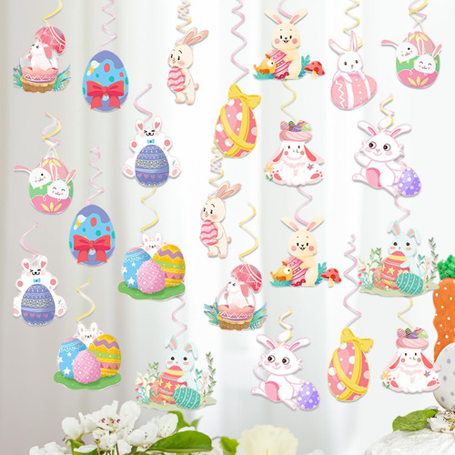 24 Uds. Adornos De Remolinos Colgantes De Pascua,