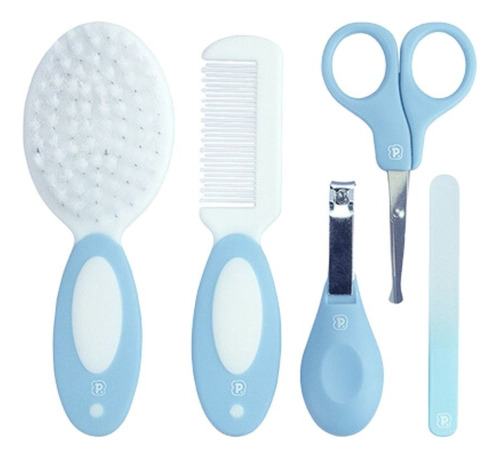 Kit Manicure Higiene Para Bebê 5 Peças Azul Menino