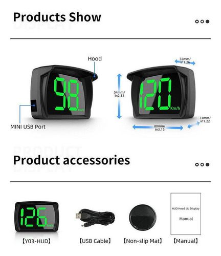 Display De Carro Digital Head Up Car Hud Velocímetro Gpsy