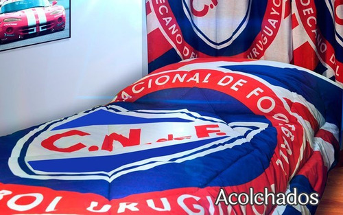 Acolchado Peñarol O Nacional 2 Plazas Sommier - Rc Sueños