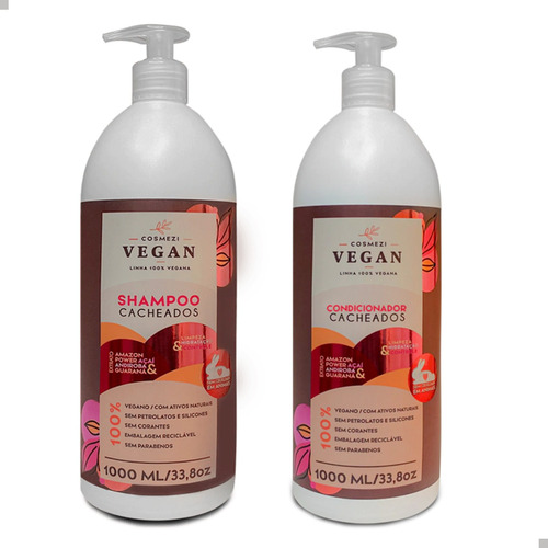 Kit Shampoo Condicionador Cabelos Cacheados 100% Vegano 1l