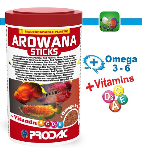 Alimento Peces Ciclido Arowana Stick Prodac 450g 