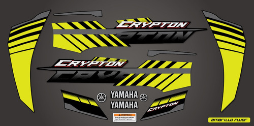 Calcos Yamaha Crypton 2021 Amarillo Fluor
