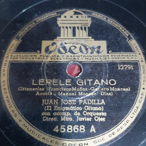Pasta Juan Jose Padilla Enigmatico Gitano Odeon C182