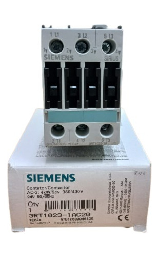 Contactor 9a. Bob. 24vca. 3rt1023-1ac20 Siemens