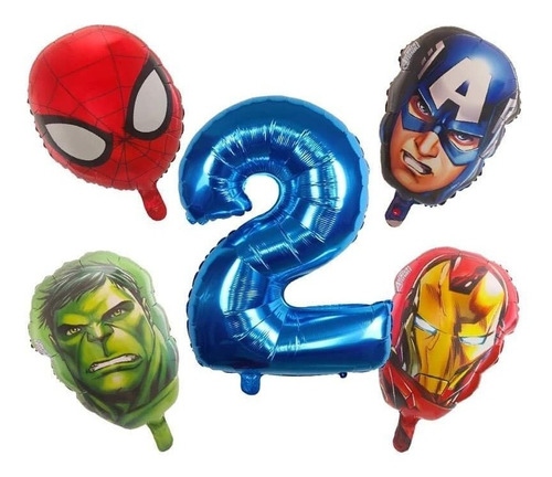 X5 Globos Super Héroes Fiesta Decoración Para Niños Avengers