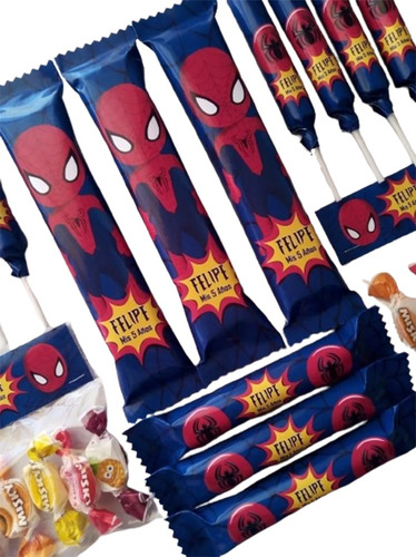 Golosinas Personalizadas Spiderman Candy Bar Para 10 Niños