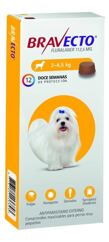 Bravecto Anti Pulgas Y Garrapatas 2 A 4,5 Kg