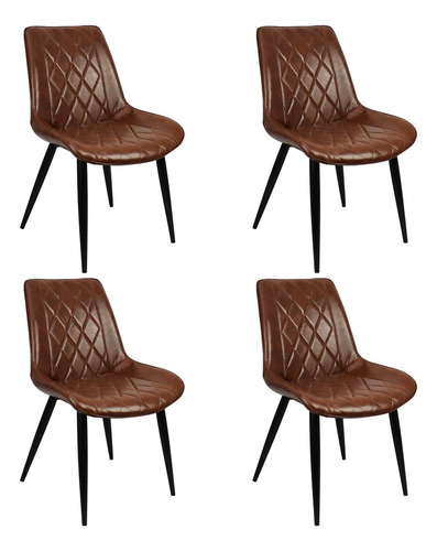 Cadeiras Haifa Livia Tábata Pu Vintage Retro - Marrom