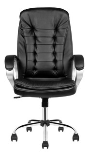 Silla De Oficina Ergonomica Presidencial Giratoria Reclinable Atlanta Marca Silleti Cuero Sintetico Sistema Basculante Color Negro