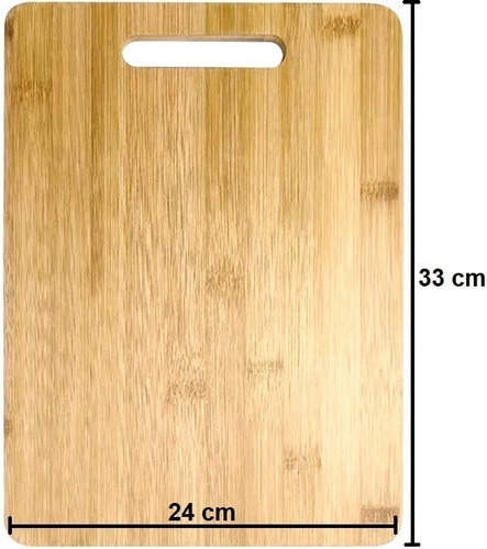 Imagen 2 de 8 de Tabla De Picar Madera Bambu Cortar Cocina Alimentos 33x24.cm