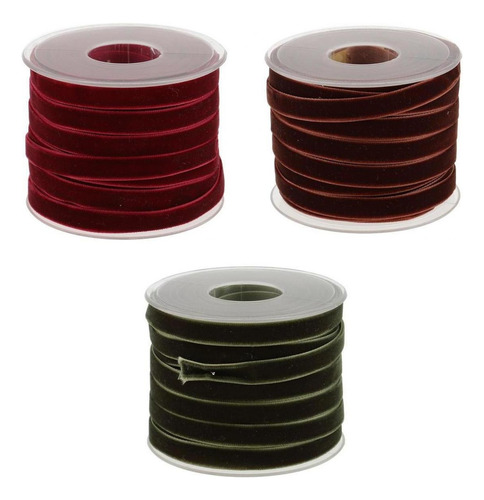 D 3 Rollos De Cinta De Terciopelo De 20 Yardas Y 10 Mm De
