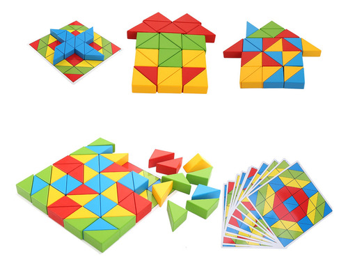 Bloques De Rompecabezas Triangulares De Madera Para Niños Pe