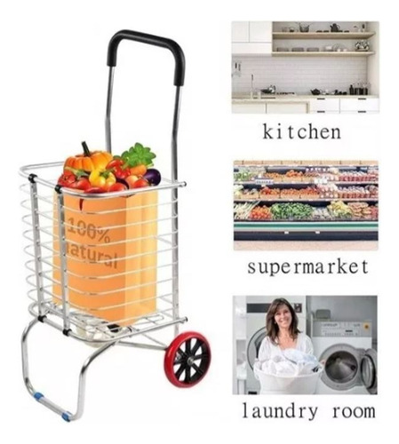 Carrito De Mandado Aluminio Plegable Carro De Compras 50kg O Color Gris Gris