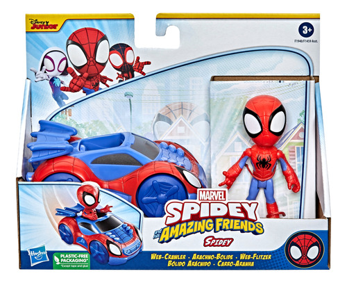 Playskool Spidey Figura De Héroe 10 Cm Y Vehículo Hasbro