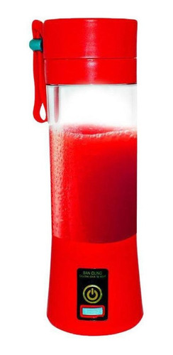 Mini Liquidificador Portátil Recarregável 6 Lâminas Vermelho