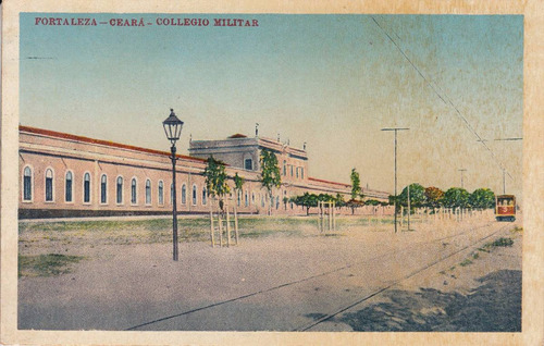 Brasil Antigua Postal Colegio Militar De Ceara Con Tranvia