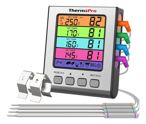 Termómetro Digital Para Carne Thermopro Tp-17h, 4 Sondas