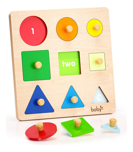 Boby Montessori Puzzles Para Bebés Meses, Madera Jumbo Knob 