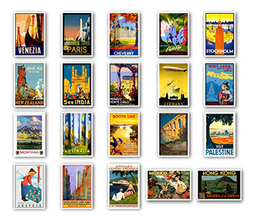 Conjunto De 20 Postales Vintage Travel Posters, Reproducción