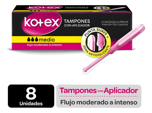 Tampones Kotex Con Aplicador Súper 8 Un