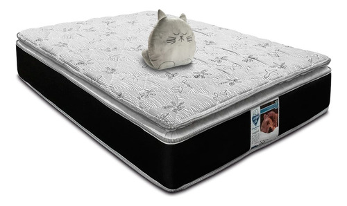 Colchón King Size Ortopédico Spring Air Kunis + Cojin Gato Color Marrón oscuro