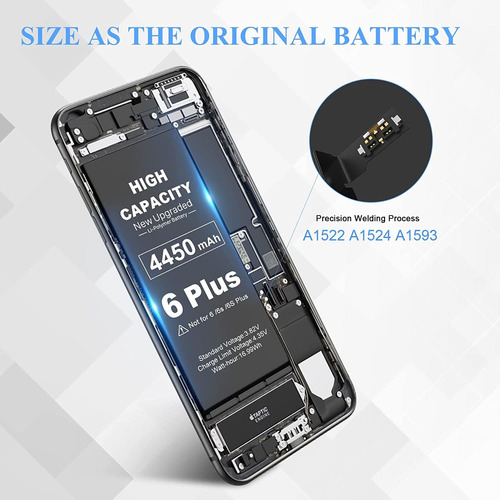 Wavypo - Batería De Repuesto Para iPhone 6 Plus, 3790 Mah, A