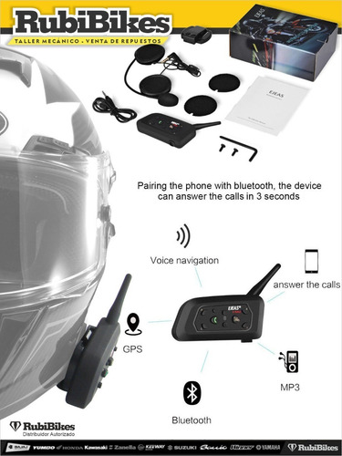 Imagen 4 de 9 de Intercomunicador Para Casco Bluetooth Ejeas V6pro